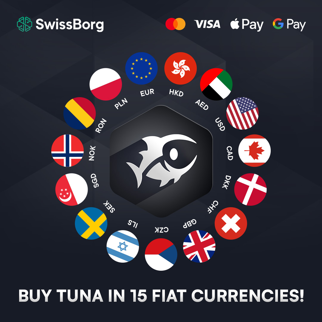 🎣 Look what we caught! $TUNA is live on SwissBorg! - Cash in/out of with  15+ currencies, cards, or Instant Buy Apple/Google Pay - One-tap swaps  across +300 crypto assets - Cross-