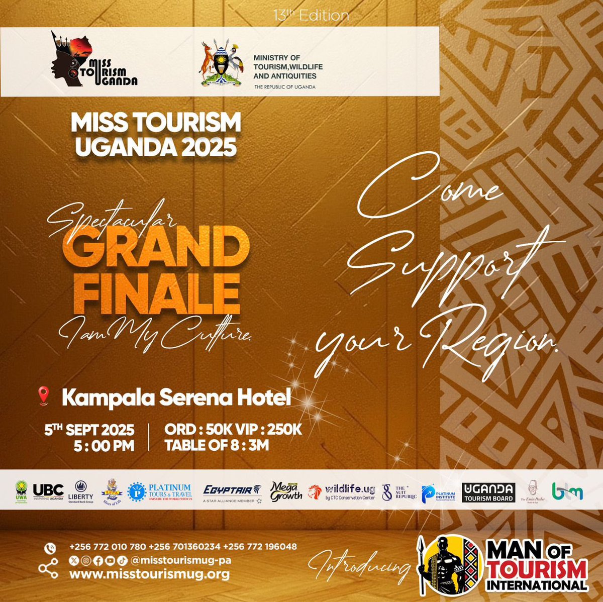 5 Sept is a special day! Happy birthday to our founder Hon Dr Mutagamba <a href="/MariaMutagamba/">Marianne</a> and todays host and Queen of Miss Tourism  from Karamoja cohort of 2019 <a href="/jeanCoprise/">Jean Coprise Akullo</a> !
See you all at #MissTourismUganda2025 Grandfinale <a href="/kampalaserena/">kampalaserenahotel</a> starting 5pm
#IAMMYCULTURE