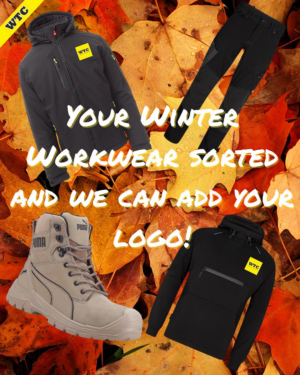 🍂Stay warm, stay protected, stay branded! 🍂

Your autumn/winter workwear is sorted with WTC.
From jackets and trousers to hoodies and boots – we’ve got you covered.

👉 Plus, we can add your company logo to keep your team looking professional on site.

#WinterWorkwear #WTC