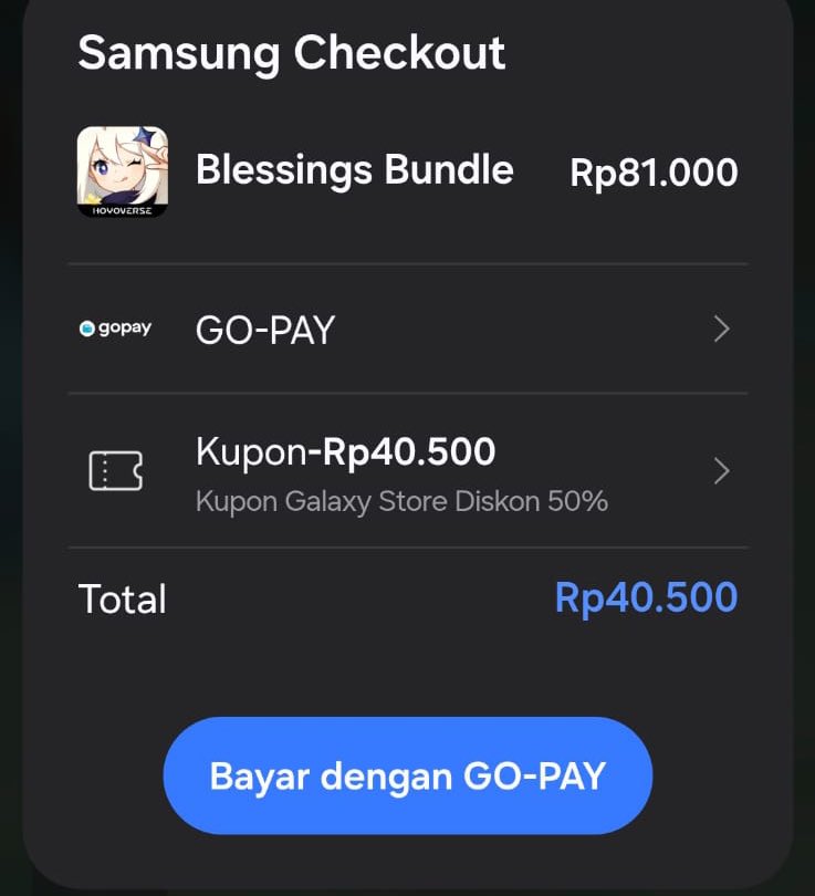 kleexid's tweet photo. WTS voucher samsung genshin, bisa buat beli welkin atau BP

fee 12k yaa and gopay only https://t.co/oALTyxo7Zp
