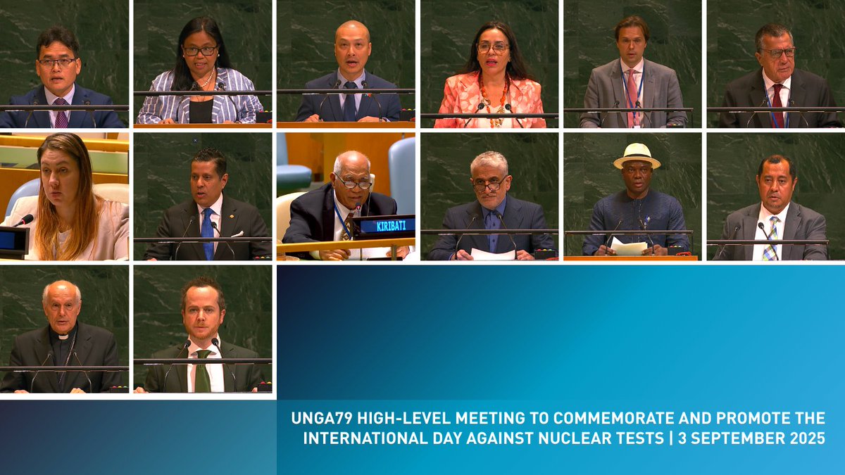 Strong statements of support from State Signatories at #UNGA79 high-level plenary meeting to commemorate the Intl. Day Against Nuclear Tests, presided over by the #UNGA President Philemon Yang. Ending nuclear testing is a shared responsibility.
Watch the statements 🔗