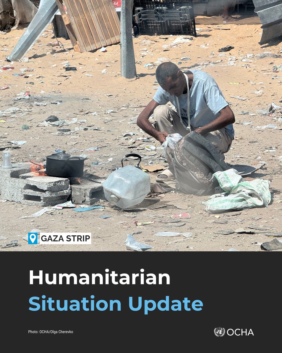 💥Strikes on shelters, homes &amp; aid seekers continue across #Gaza.
⚠️ ICRC warns mass evacuation of Gaza city cannot be safe or dignified.
📉 44k child admissions for acute malnutrition treatment since Jan.
📚 700k+ kids deprived of school.
Latest: ochaopt.org/content/humani…