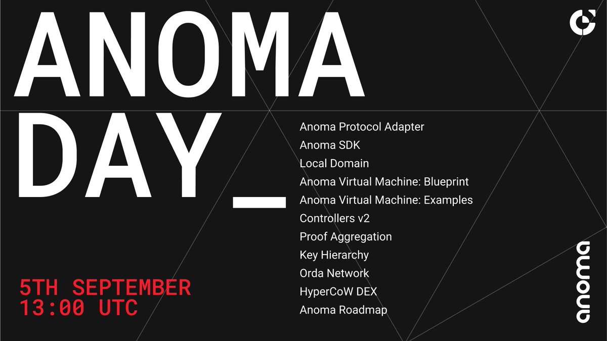 Cryptosavy44949's tweet photo. Anoma Day is here and it's one thing you won't want to miss. A lot of informations about anoma and what they're building is going to be discussed.
13:00 UTC is the time, make sure you're there
@anoma
#anomaday
#intent
#Lfg https://t.co/RDOW2bUvKC