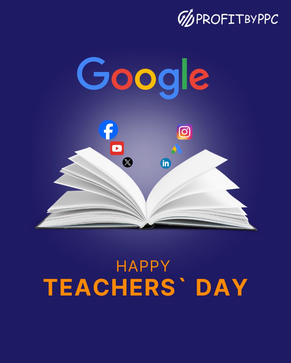 ProfitByPPC's tweet image. Happy Teacher’s Day to the platforms that taught us everything from clicks to conversions! 📚💻

 #HappyTeachersDay #DigitalMentors #TeachersDay2025 #DigitalMarketingAgency #DigitalMarketingConsultant #ProfitByPPC
