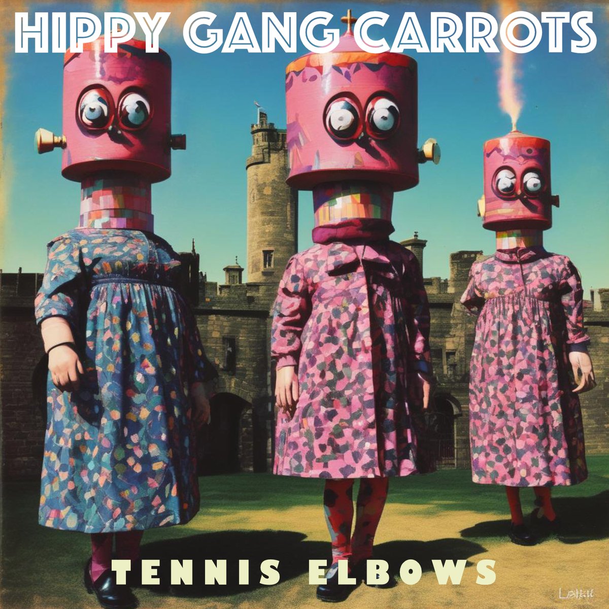 levitated's tweet photo. 'Tennis Elbows' by Hippy Gang Carrots "..fermented wet drones, vowels bent into grotesque shapes, basslines sweating until even the stoutest  floorboards ache - all this, for just two quid of your English pounds" #BandcampFriday https://t.co/45JC3fS7wN https://t.co/XzRP33QXNi