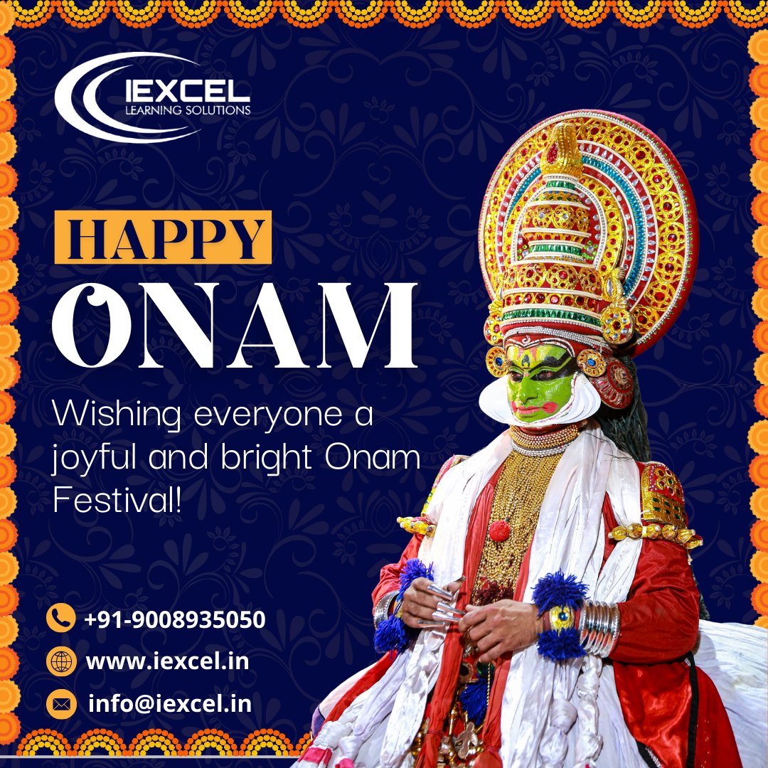 IexcelLearning's tweet image. Happy Onam
Wishing you and your family a harvest of happiness, prosperity, and togetherness this festive season.  May the spirit of Onam fill your home with joy, peace, and endless celebrations. 
Call: 900 891 5050 |  Visit: iexcel.in
#HappyOnam #OnamCelebration