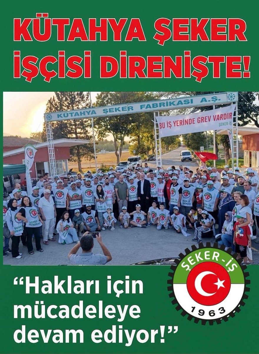 Grevin  7.Gününde 

Kütahya Şeker İşcisi Direnişte

Hakları İçin Mücadeleye Devam Ediyor 

#Kutahyasekeriscisidireniyor
<a href="/isikhanvedat/">Prof. Dr. Vedat Işıkhan</a> <a href="/Vahit_Kiler/">Vahit KİLER</a> <a href="/kiler_gyo/">Kiler GYO</a> <a href="/torunlargyo/">Torunlar GYO</a> <a href="/csgbakanligi/">T.C. Çalışma ve Sosyal Güvenlik Bakanlığı</a> <a href="/RTErdogan/">Recep Tayyip Erdoğan</a> <a href="/TBMMresmi/">TBMM</a> <a href="/Akparti/">AK Parti</a> <a href="/MHP_Bilgi/">MHP</a> <a href="/herkesicinCHP/">CHP 🇹🇷</a> <a href="/iyiparti/">İYİ Parti</a> <a href="/anahtarparti/">Anahtar Parti</a> <a href="/eczozgurozel/">Özgür Özel</a>
