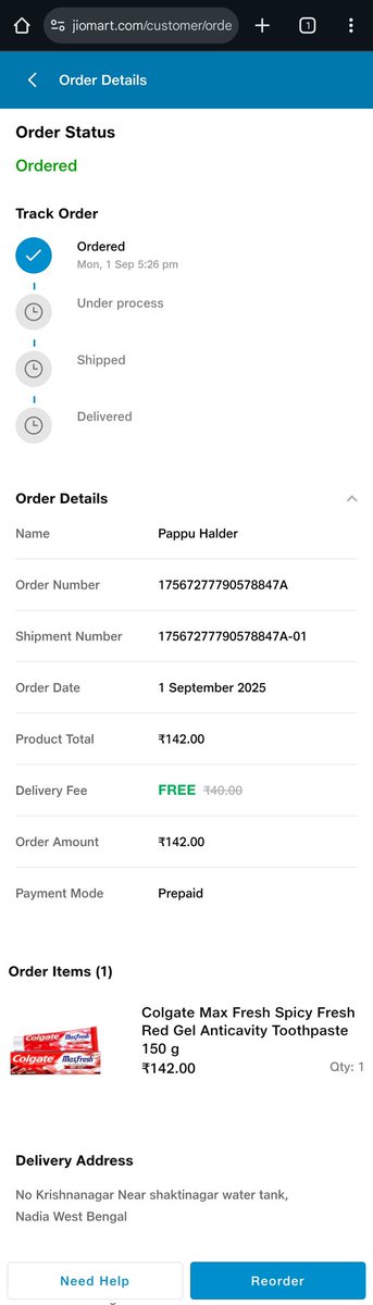 imPappu18's tweet photo. I received jiomart happy hour cupons in sms . I ordered some grocery from jio mart using thoose cupons but they didn't make the delivery yet . I connected to customer care,they said to visit offline store but offline staff said they don't get the order. @JioMart @JioMart_Support https://t.co/icxCZScHUy