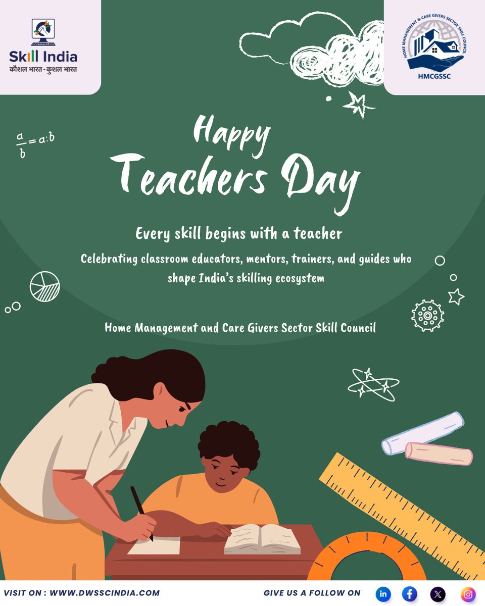 Every skill begins with a teacher. Today, we celebrate not just classroom educators, but every mentor, trainer, and guide shaping India’s skilling ecosystem. Happy Teachers’ Day! 🙏✨ #TeachersDay2025 #HMCGSSC #SkillIndia #msde #mos #nsdc #ncvet #digitalindia