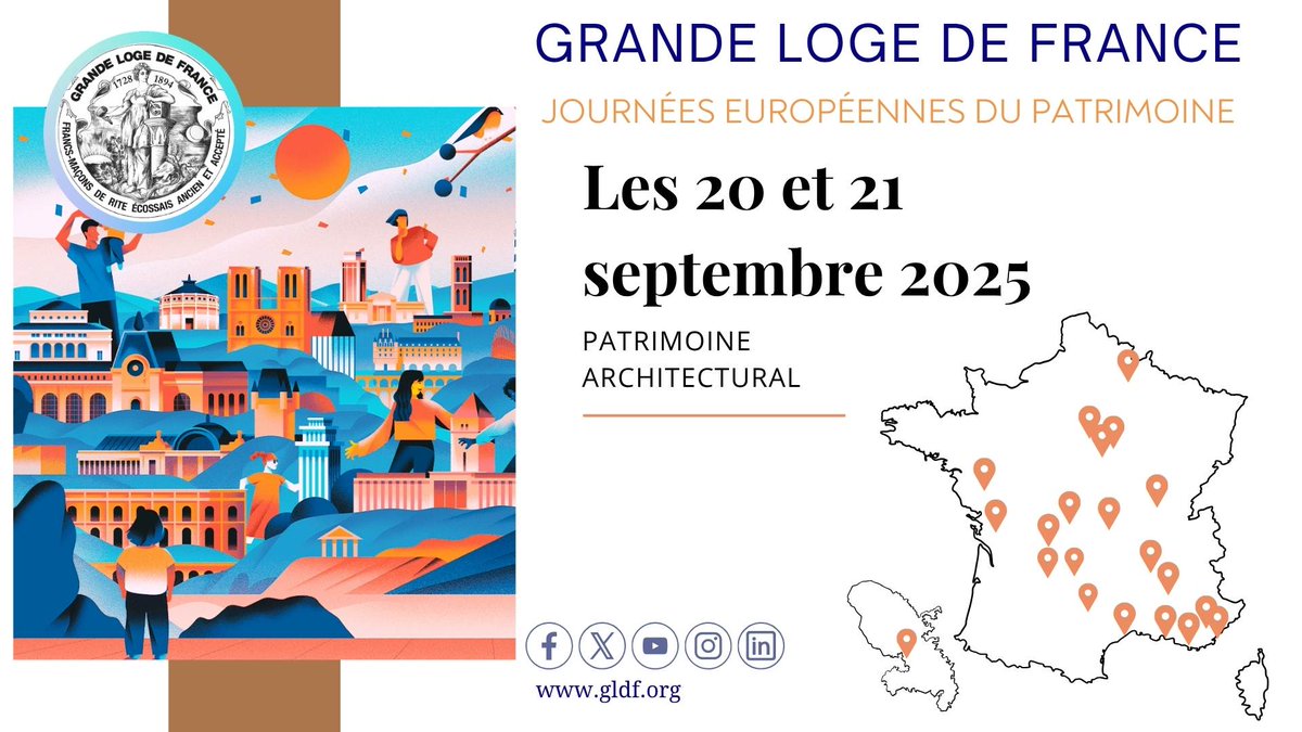 Journées Européennes du Patrimoine à la GLDF : Chaque année, la GLDF ouvre ses plus beaux sites au public.
L'occasion de découvrir notre histoire mais aussi de faire connaître le sens de notre démarche et nos valeurs au plus grand nombre.
Infos : gldf.org/agenda-eveneme…