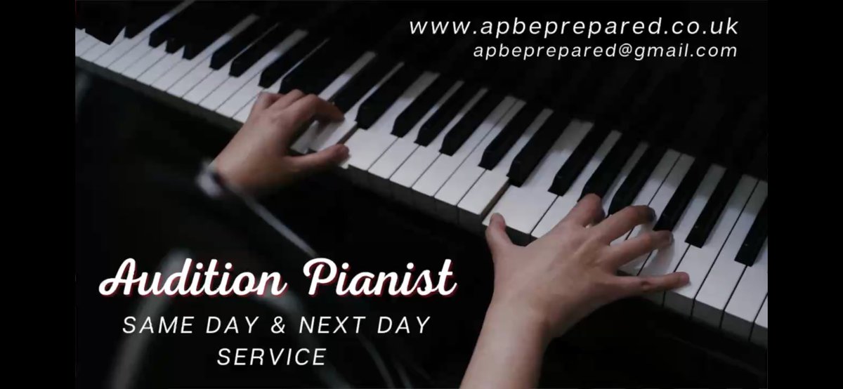 AP_BePrepared's tweet image. Take the stress out of auditions! Send us your music and West End Pianists will record you 2 tracks. A Melody Guide and the Full Accompaniment. Next Day £10 Same Day £15 (+ VAT). 🎉🎉🎉🎉🎉.   5 Star Service ⭐️⭐️⭐️⭐️⭐️ apbeprepared@gmail.com #auditions #westend
