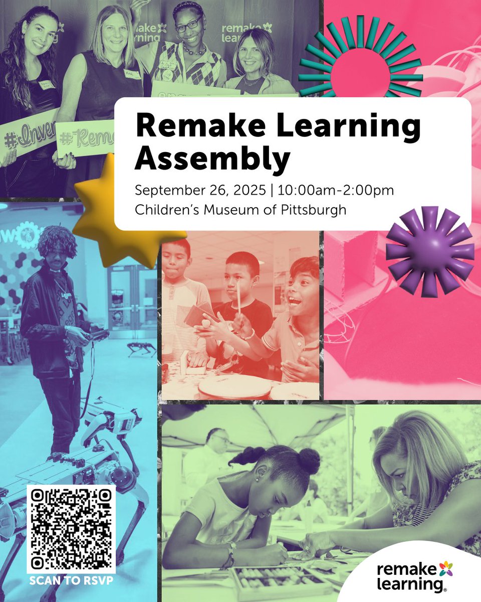 3 weeks. 250+ registrations.
The Remake Learning Assembly is almost here!

Join us for a day of hands-on exhibits, bold ideas, and a celebration of the future of learning.

📍 Sept. 26 | Children's Museum of Pittsburgh
🎟️ Free + open to all

RSVP now: eventbrite.com/e/remake-learn…