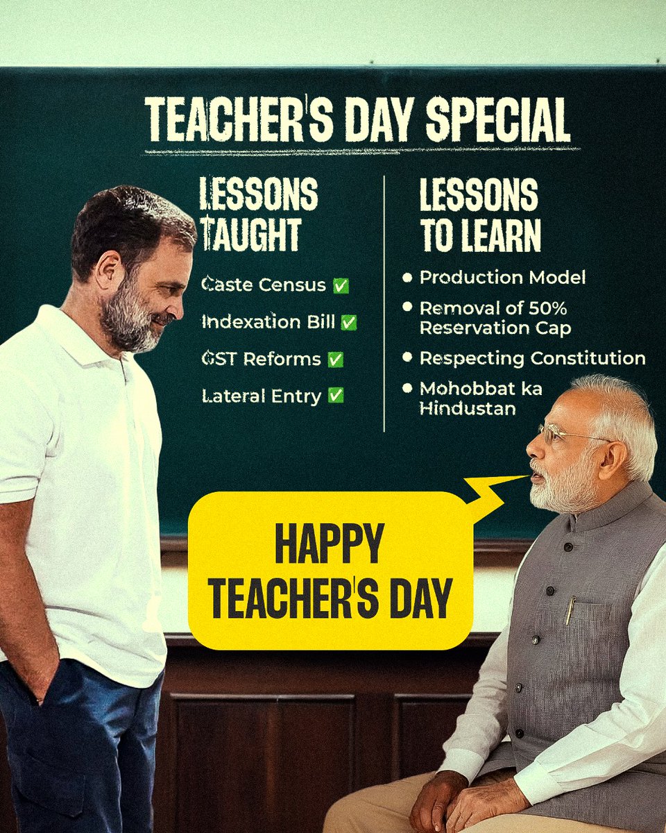 bharatjodo's tweet image. Teacher&apos;s Day Special! 😌
#TeachersDay