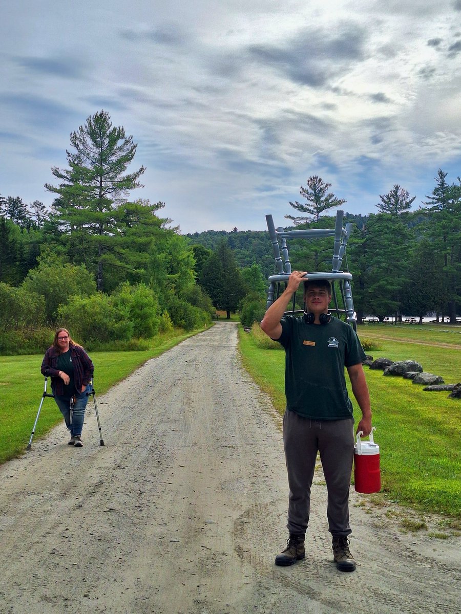 vagabondway's tweet photo. Just using our head to get things done at Crystal Lake State Park. A another chair painted for guest service improvement. 

#vtstateparks #northeastkingdom #Vermont #working #myoffice #summerjobs https://t.co/sA2AZ37rjk