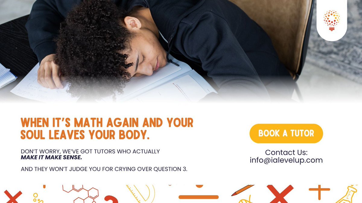 LevelupIA's tweet image. Math homework: 1, You: 0 😵💫
But don’t worry - our tutors can actually make it make sense (and won’t judge you for ugly crying over question 3). 📚✏️
#MathStruggles #ialevelupsa #StudySmart