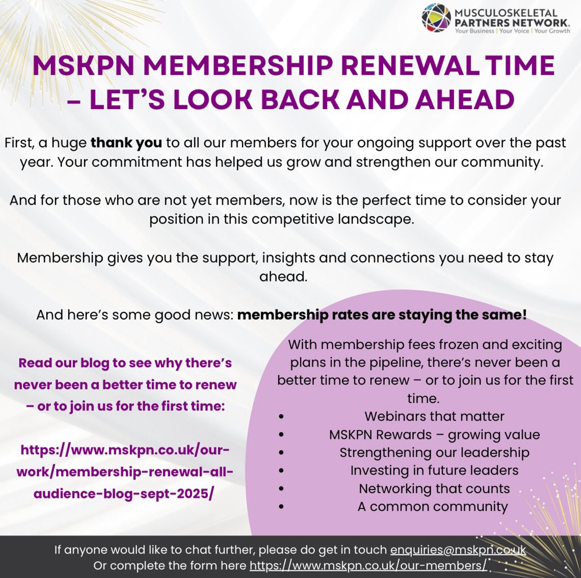 A huge thank you to all our members for your ongoing support over the past year.

Read our blog to see why there’s never been a better time to renew – or to join us for the first time. 
 
mskpn.co.uk/our-work/membe…