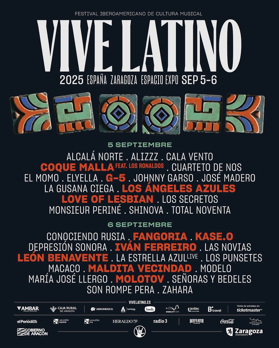 ‼️España‼️ <a href="/vivelatino_es/">Vive Latino España</a> 
Ya llegó su Pachukote.

Sábado 6 de Septiembre 2025 
• 19:00 hrs  
• Escenario Caja Rural 
Zaragoza, España.

#malditavecindad40años