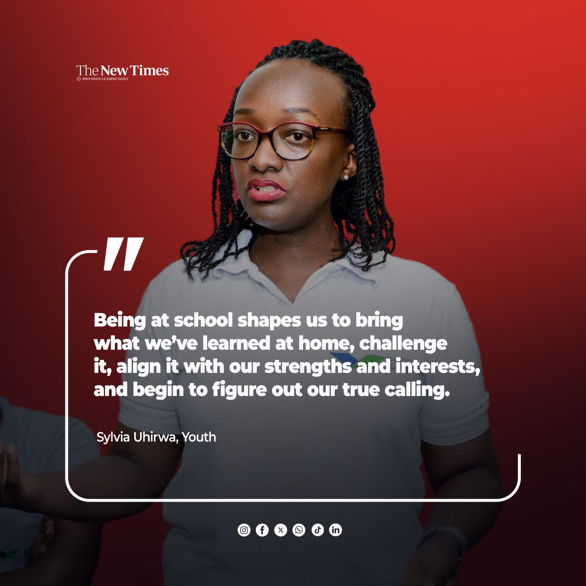 NewTimesRwanda's tweet photo. .@UhirwaS (Youth)

"Being at school shapes us to bring what we’ve learned at home, challenge it, align it with our strengths and interests, and begin to figure out our true calling."

 Listen back: https://t.co/6Tmal5BoeI https://t.co/FI3RRHE3J0