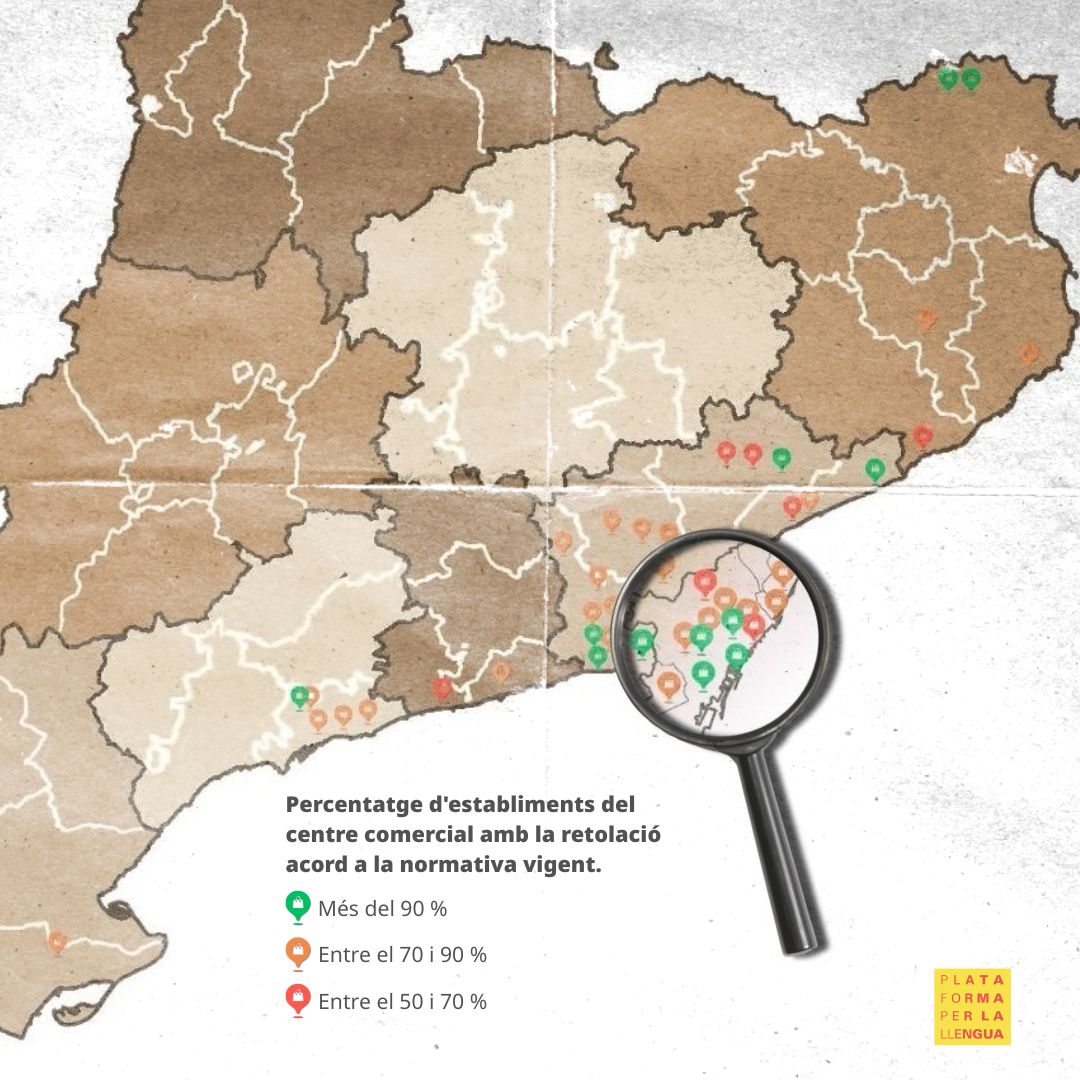 ❗ #ANÀLISI | Un de cada sis establiments dels centres comercials de Catalunya incompleix la normativa lingüística

El 15,75% dels locals dels centres comercials NO tenen la retolació fixa en català, com marca el Codi de consum 🛍️

Expliquem això, i molt més, en aquest fil! 🧵