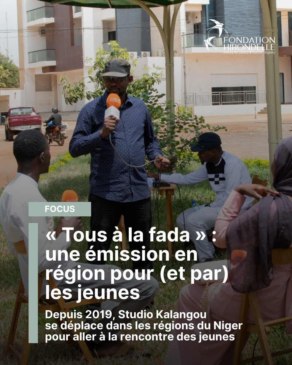 Fondation Hirondelle (@fondhirondelle) on Twitter photo 📻« Tous à la fada » de <a href="/studio_kalangou/">Studio Kalangou</a> donne la parole aux jeunes en se déplaçant dans tout le Niger, à la rencontre auditeur·ices.
Résultat : des émissions ancrées dans le réel, au plus proche des attentes des communautés.✅📝
🔊👉bit.ly/3JOuVir
#studiokalangou #Niger 📻« Tous à la fada » de <a href="/studio_kalangou/">Studio Kalangou</a> donne la parole aux jeunes en se déplaçant dans tout le Niger, à la rencontre auditeur·ices.
Résultat : des émissions ancrées dans le réel, au plus proche des attentes des communautés.✅📝
🔊👉bit.ly/3JOuVir
#studiokalangou #Niger