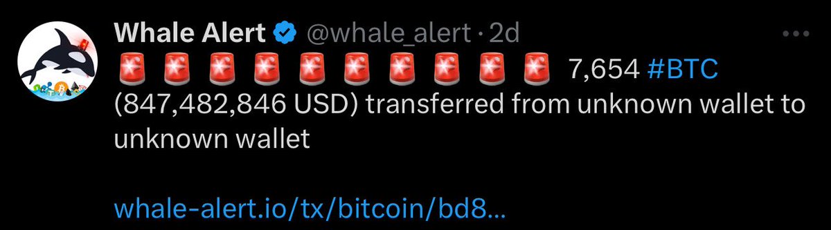 类似的 Whale Alert 关于另一笔 BTC 转账的推文截图