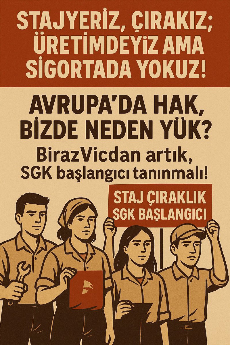 Emeğin karşılığı verilmediğinde, sadece bir hak değil; bir gelecek de kaybolur
İlk alın teri, ilk iş günüdür. Sayılmayan o gün, silinen bir ömürdür-/
#MustafaMuharremTüfekçi
#HüseyinKorkut
#FatihKıratlı
<a href="/memleventyazici/">Levent Yazıcı</a>

Herkesin Mesleği Olmalıysa
#StajyerÇırağaUzunVadePrimŞart