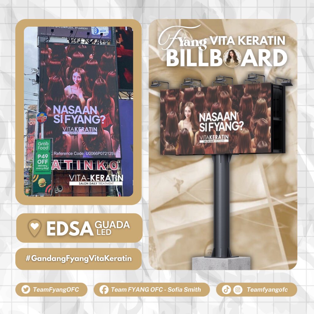 TEAM FYANG OFFICIAL ๐ (@teamfyangofc) on Twitter photo ๐๐๐๐๐๐๐ ๐๐ ๐๐ ๐
๐๐๐๐! โจ
Fyang is finally out there, glowing everywhere on VitaKeratin billboards!
Catch her at:
๐ EDSA Ortigas
๐ EDSA Guadalupe
Itโs official, the #GandangFyangVitaKeratin era is HERE!
If you spot the billboards, take a pic, and show some ๐๐๐๐๐๐๐ ๐๐ ๐๐ ๐
๐๐๐๐! โจ
Fyang is finally out there, glowing everywhere on VitaKeratin billboards!
Catch her at:
๐ EDSA Ortigas
๐ EDSA Guadalupe
Itโs official, the #GandangFyangVitaKeratin era is HERE!
If you spot the billboards, take a pic, and show some