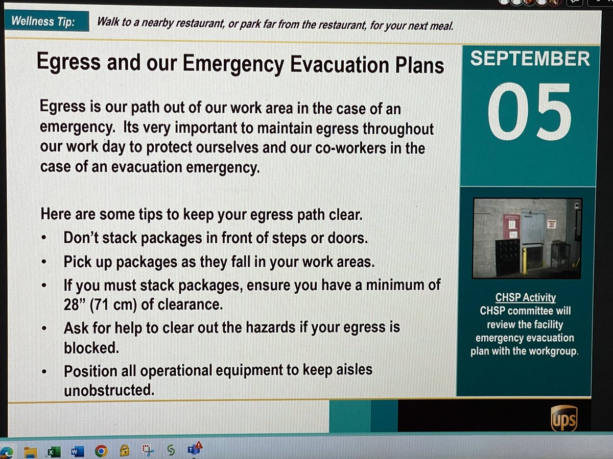 Good Friday #OKC #Preload #PCM over Evac plans &amp; maintaining clear exits by having EGRESS 🤔What is egress? A pathway -
🥾TO an exit
🥾🥾THROUGH an exit 
🥾🥾🥾AWAY from danger
Keeps walkways clear of obstructions &amp; remember your plan! #LetsGetIt #UPS #FridayVibes