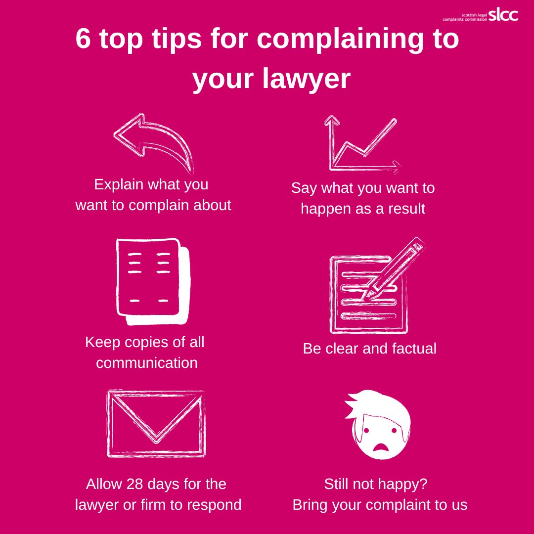 slcccomplaints's tweet photo. Confused about where to start on making a complaint to your lawyer? Our 6 top tips explain all the things you need to consider when complaining to your lawyer. Visit our website to find out more - the link is in the comments below.
#TopTips #Legal #Complaints #EarlyResolution https://t.co/rtUizdjDfW
