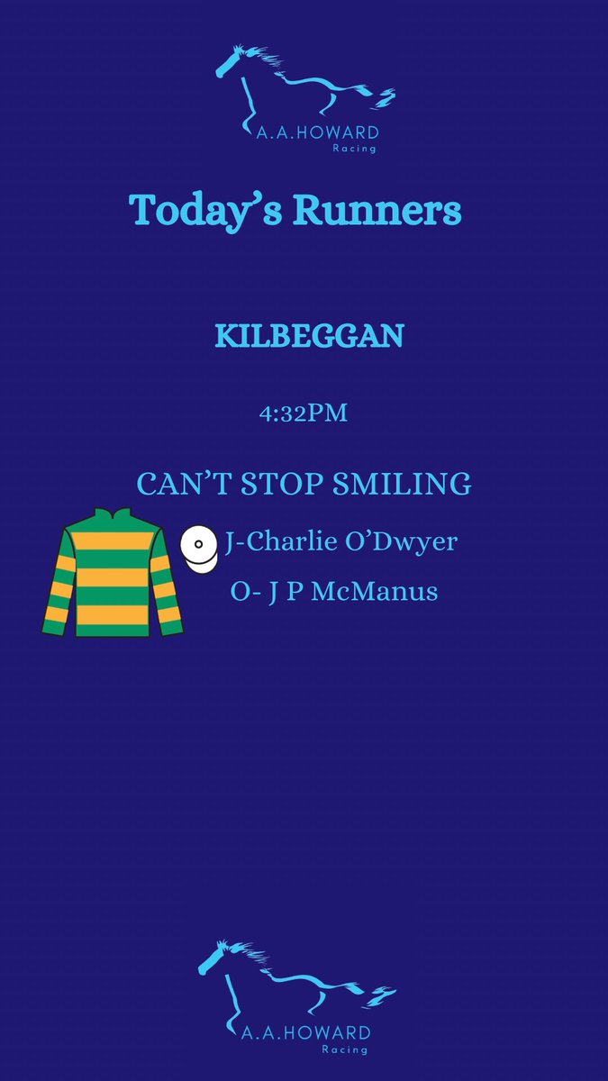 AAHowardRacing's tweet photo. We’ve one runner heading to @KilbegganRaces this afternoon. Charlie O’Dwyer on board 🤞🏼 https://t.co/bWPLa7b5Kw