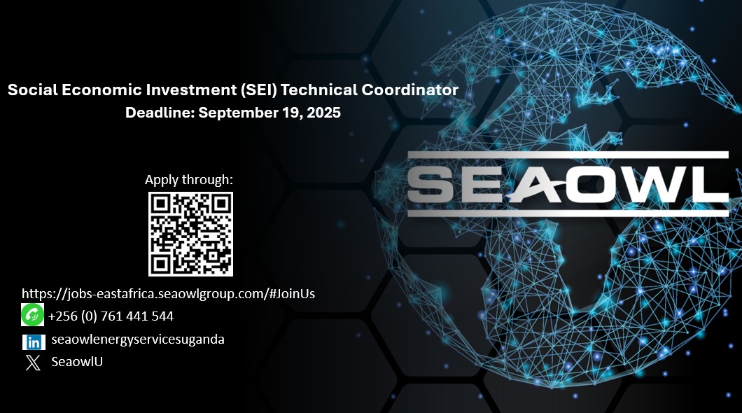 𝗝𝗢𝗜𝗡 𝗢𝗨𝗥 𝗧𝗘𝗔𝗠
#Jobs
#Opportunity
#HiringNow
#UgandaOil
jobs-eastafrica.seaowlgroup.com/#JoinUs
⚠️𝗪𝗔𝗥𝗡𝗜𝗡𝗚: 𝗦𝗲𝗮𝗢𝘄𝗹 𝗘𝗻𝗲𝗿𝗴𝘆 𝗦𝗲𝗿𝘃𝗶𝗰𝗲𝘀 𝗨𝗴𝗮𝗻𝗱𝗮 𝗗𝗢𝗘𝗦 𝗡𝗢𝗧 𝗰𝗵𝗮𝗿𝗴𝗲 𝗮𝗻𝘆 𝗮𝗽𝗽𝗹𝗶𝗰𝗮𝘁𝗶𝗼𝗻, 𝗶𝗻𝘁𝗲𝗿𝘃𝗶𝗲𝘄 𝗼𝗿 𝗽𝗿𝗼𝗰𝗲𝘀𝘀𝗶𝗻𝗴 𝗳𝗲𝗲𝘀