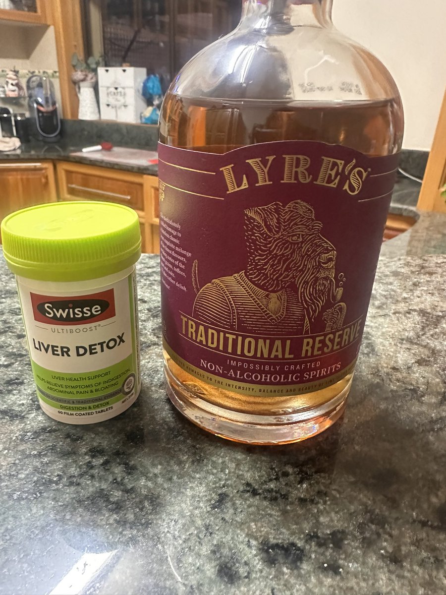 Starting a detox month!! The non alcoholic whiskey isn’t too bad.