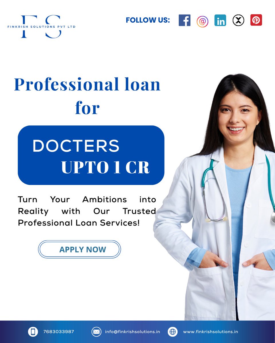 finkrishsol's tweet image. Looking for a Professional Loan? Get funds with ease – APPLY NOW! 🚀
.
.
.
#professionalloan #doctors #finkrishsolutions #reason #bussinessloan #loans #students #jobers #loan