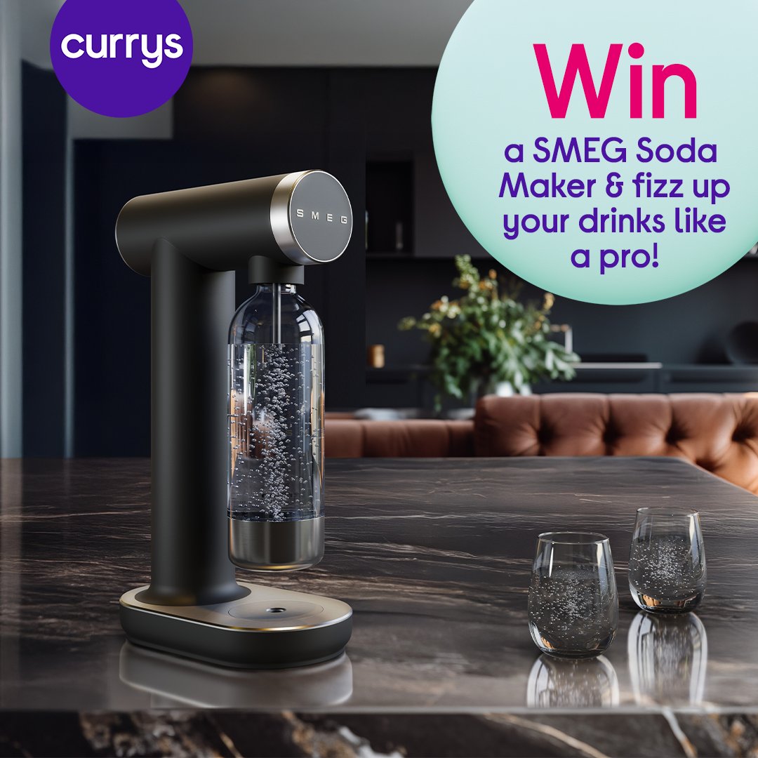 We’ve got 6 SMEG Soda Makers up for grabs - 2 in Emerald Green, 2 in Storm Blue, &amp; 2 in Black - so you can make sparkling water at home in style

To enter simply like this post, follow @Currys &amp; comment which colour you’d love to win!

Good luck
Full T&amp;Cs:bit.ly/47sDEAB