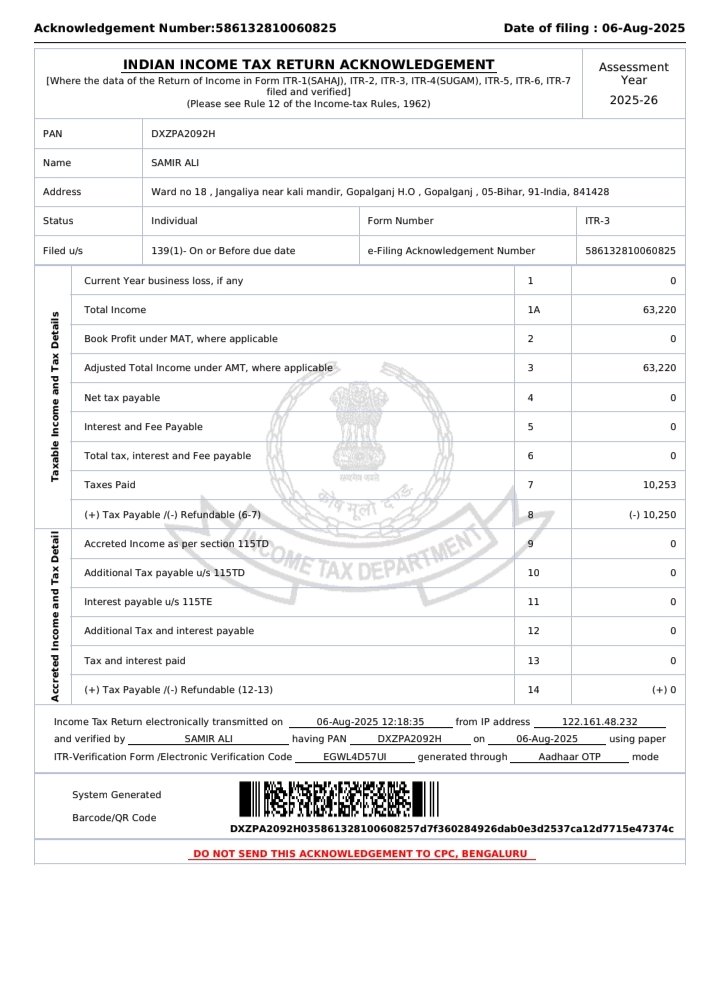 201555_ali's tweet photo. Hello @IncomeTaxIndia I have filed my ITR 3 month back but no refund received yet. Grievance also raised but no response. Return filed on Aug 6. It has been almost 1 months @IncomeTaxIndia https://t.co/Y6U9NziOYW