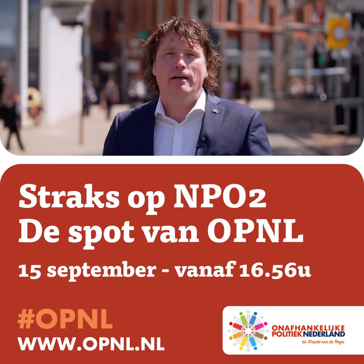 Straks op NPO2 vanaf 16.56 uur. De spot van OPNL tijdens de zendtijd voor politieke partijen #opnl