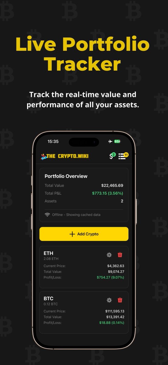 TheCrypto_Wiki's tweet photo. ✨ New in The Crypto Wiki: two features to make crypto tracking and learning even smoother.

Give them a try and let us know what you think 👇

App Store (iOS):
https://t.co/YDhqSIbVTa

Google Play (Android):
https://t.co/TJtgJ5iNtG https://t.co/AxmyMuHVQZ