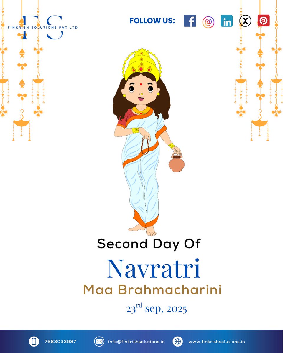 finkrishsol's tweet image. 🌸🙏 Maa Brahmacharini 🙏🌸

On the second day of Navratri, we worship Maa Brahmacharini, the epitome of wisdom, devotion, and peace. 🕉️✨
.
.
.
#MaaBrahmacharini #NavratriDay2 #finkrishsolutions #HappyNavratri #MaaDurga #NavratriBlessings #BrahmachariniMaa