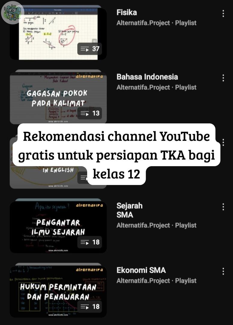 Sch! Aku ada info channel yt yang bagus dan gratis buat persiapan TKA. Yang mau tau bisa komen, aku bakal like komen kalian