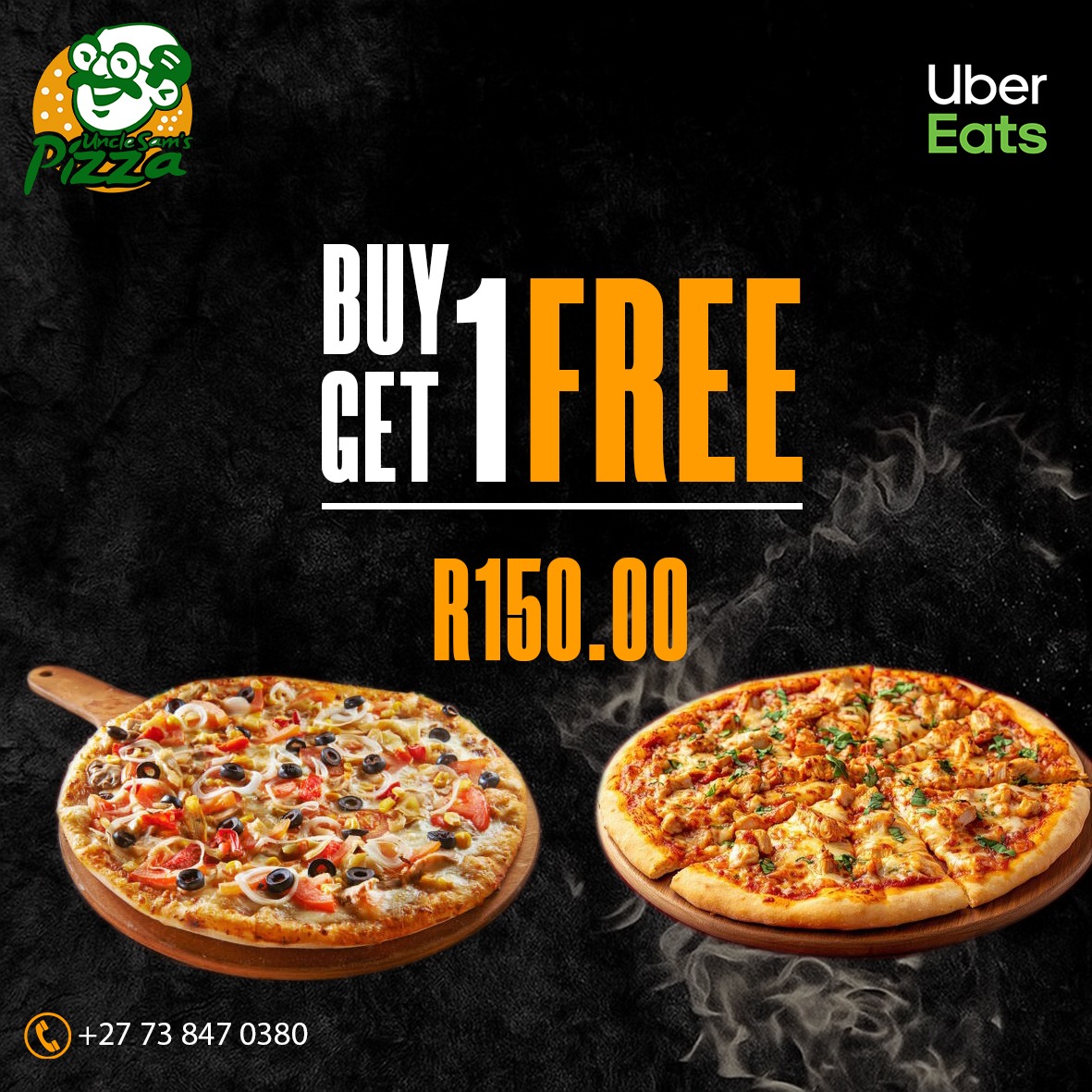 *TODAYS SPECIAL*

~Garlic Spinach Prawn Pizza R120 each
*ALL  THE BELOW PIZZAS ARE R150 FOR 2*
~Supreme veggie
~Salamino Picante
~Salami &amp; Olives
~Hot honey salami
~Prosciutto 
~Bbq Chicken
~Chilli Chicken
~Sweet Chilli chicken

74 Justin street
Brooklyn
