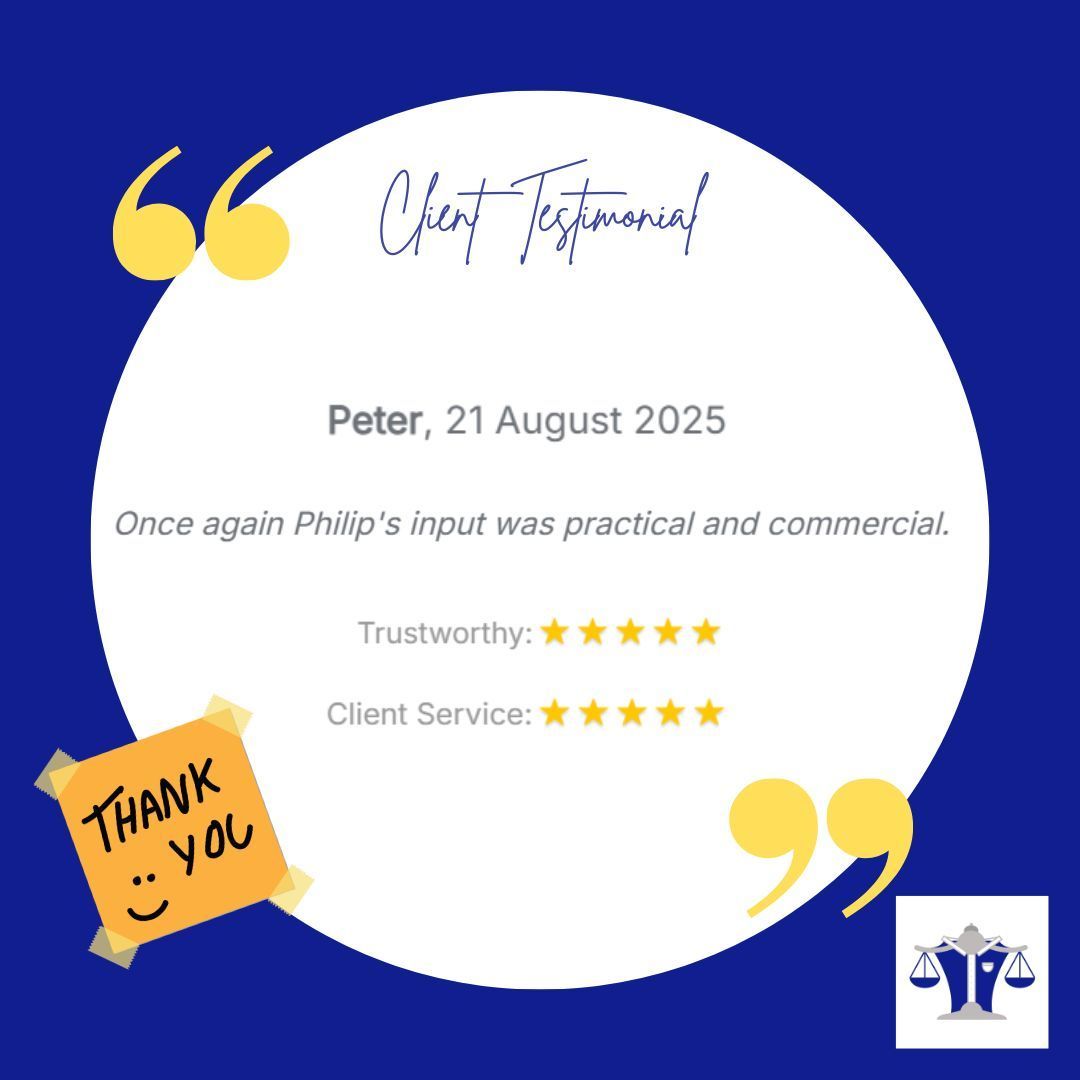 We’re delighted to share our latest ⭐⭐⭐⭐⭐ review!

We pride ourselves on providing advice that’s not only legally sound, but also clear, practical, and focused on real-world outcomes for our clients.

Thank you, Peter, for trusting us again!

#legaladvice #legalsupport