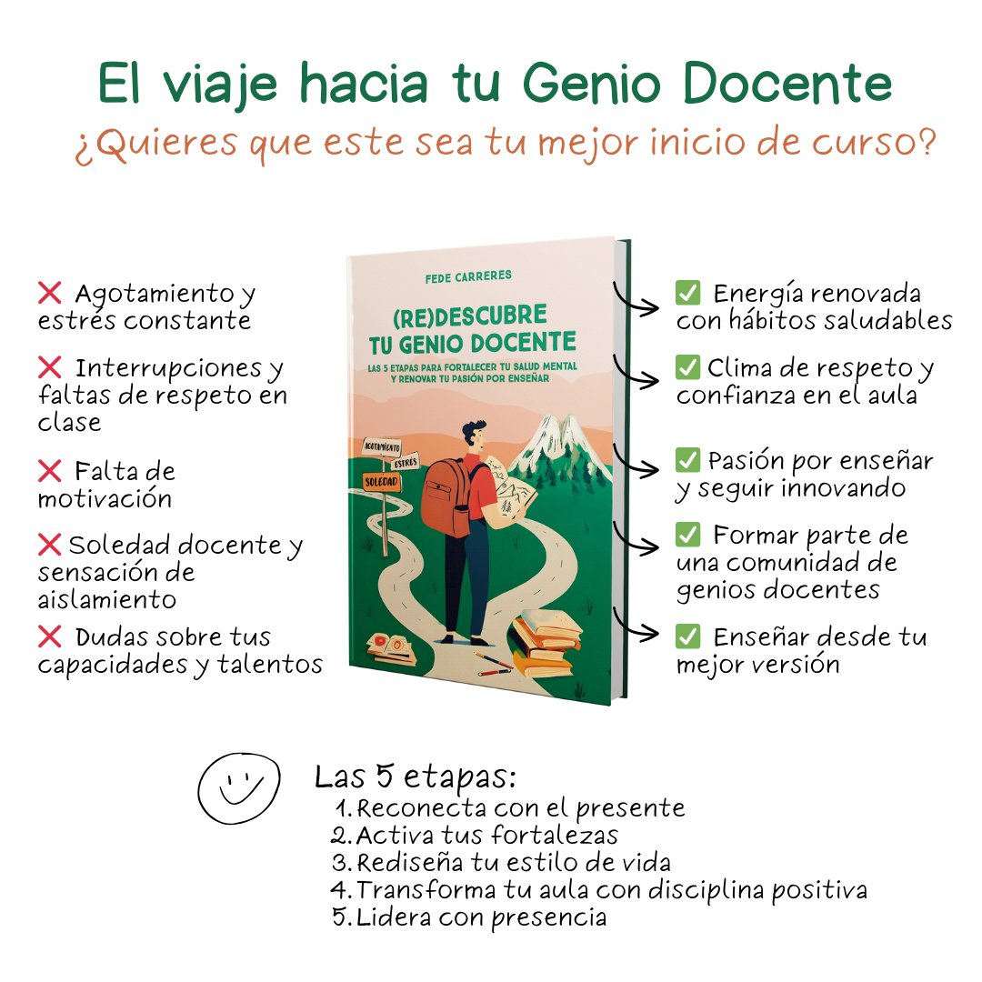 🎬 Si este curso fuera el estreno de tu mejor temporada como docente… ¿cómo deseas empezar el primer capítulo?
Yo elijo empezar este nuevo curso con más ilusión, calma y energía que nunca
Te invito a empezar juntos este viaje desde 👉 fedecarreres.com