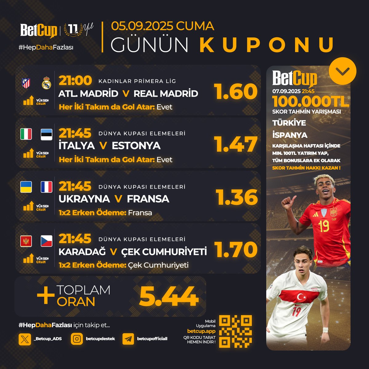 📄 Günün kuponuyla bugünü güzelleştirmeye geldik.
#hepdahafazlası #betcup #fenerbahçe #galatasaray #beşiktaş