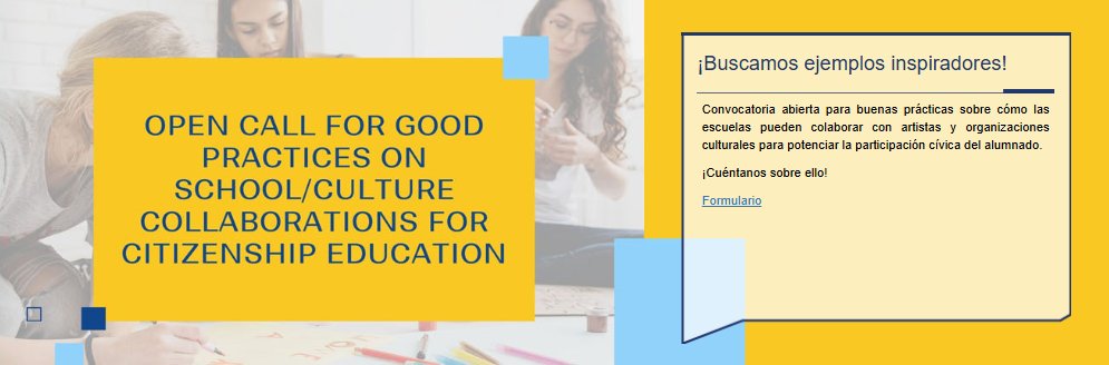 🌟¡Convocatoria abierta! La CE busca ejemplos inspiradores de colaboración entre centros educativos, artistas y entidades culturales que fomenten la participación cívica y democrática del alumnado
📅Plazo: 31/10/25
ℹ️Formulario: sepie.es
bit.ly/41CN4pr