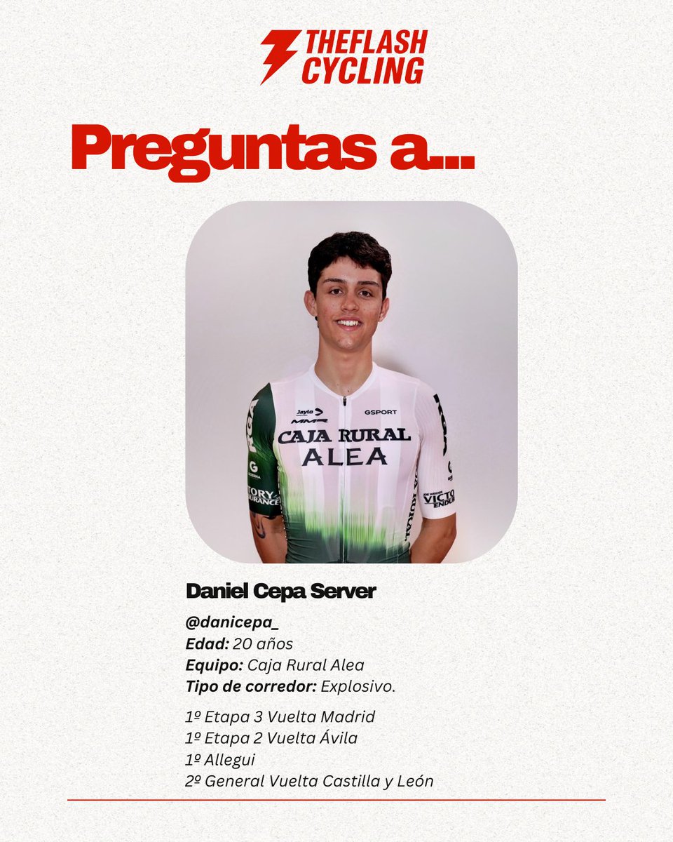 TheFlashCycling's tweet image. 🔴 PREGUNTAMOS A… Daniel Cepa 🔴
Corredor EXPLOSIVO del @FilialCajaRural 🚴‍♂️💥

A sus 20 años ya brilla con:
✅ Etapas en Vuelta Madrid y Vuelta Ávila

En 8 preguntas nos cuenta:
⚡ Incio temporada 
⚡ Objetivos futuro
⚡Curiosodades

¿Hasta dónde llegará este talento? 🚀