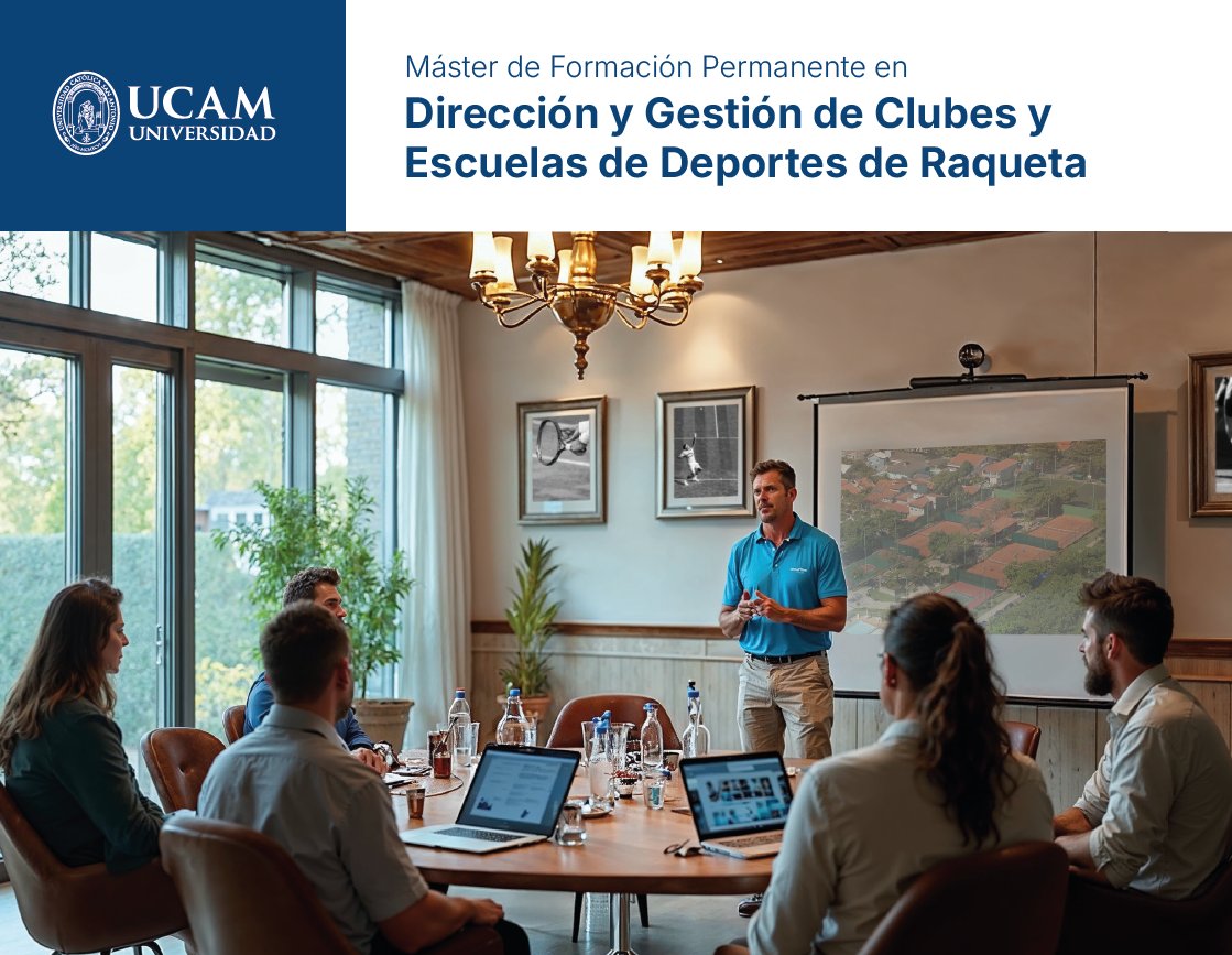 Máster Universitario en Dirección y Gestión de Clubes y Escuelas de Deportes de Raqueta 🎾
💻100% online
📅 9 meses
🧑‍🎓 Opción de prácticas

Dirigido a quienes buscan desarrollar competencias en gestión y liderazgo deportivo en los deportes de raqueta

➡️ucam.edu/estudios/postg…
