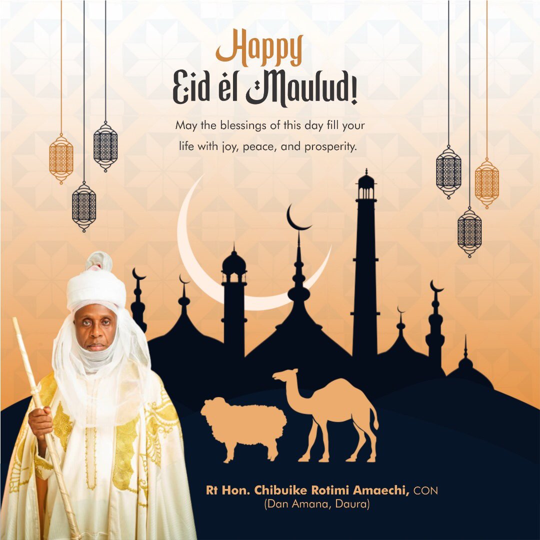 ChibuikeAmaechi's tweet image. Happy Eid el Maulud!

May the blessings of this day fill your life with joy, peace, and prosperity.