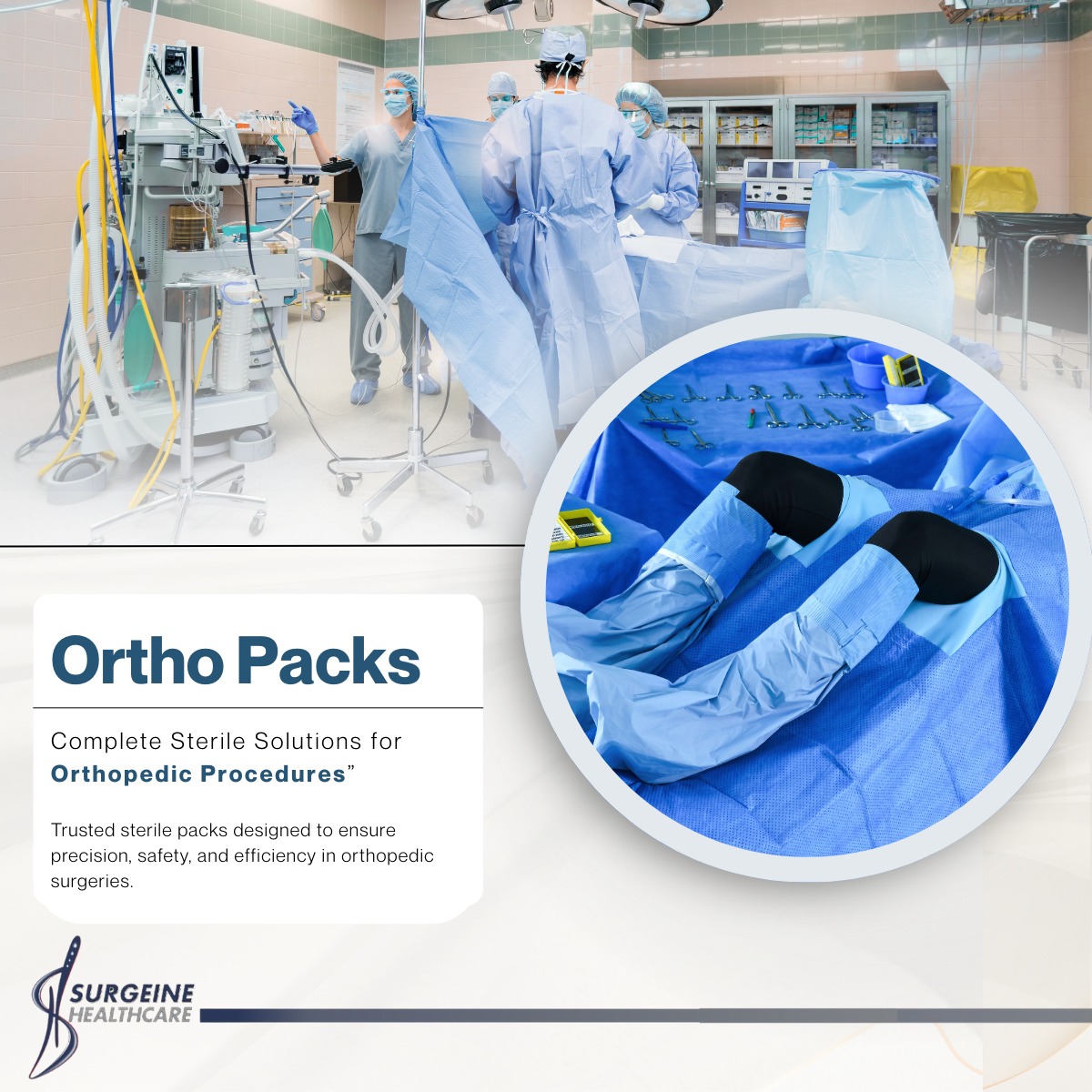 SURGEINE's tweet image. Precision. Protection. Performance.
𝗦𝘂𝗿𝗴𝗲𝗶𝗻𝗲 𝗛𝗲𝗮𝗹𝘁𝗵𝗰𝗮𝗿𝗲’𝘀 𝗢𝗿𝘁𝗵𝗼 𝗣𝗮𝗰𝗸𝘀 provide complete sterile solutions designed specifically for orthopedic procedures. 
#OrthopedicSurgery #SterileSolutions #HealthcareInnovation #SurgicalSafety #IndiaMedTechExpo2025