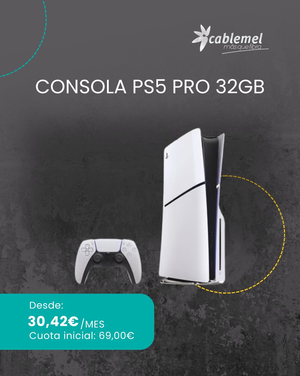 🎮 Potencia desatada. Experiencia total.
Consigue la CONSOLA PS5 PRO 32GB por solo 30,42 €/mes y un pago inicial de 69 €.

📍 Infórmate en tienda, por teléfono o WhatsApp:
👉 cablemel.es/inicio/contact…

#PS5Pro #Cablemel #Melilla #Gaming #PlayStation