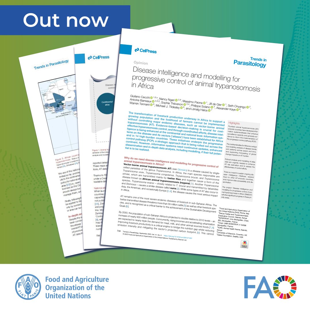 #ReadingNow 

New opinion paper on Disease Intelligence &amp; Modelling for Progressive Control of Animal #Trypanosomosis in Africa.

📘 Read full paper: bit.ly/3HX1FWc
📘 Tsetse atlas: doi.org/10.4060/cd2022…
📰 Project DIMCAT: bit.ly/41q5x8q